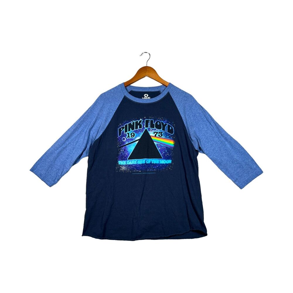 Pink Floyd Shirt Adult Blue Long Sleeve Dark Side Of The Moon Rock Band Tee sz L